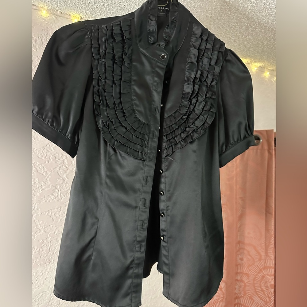 Black Silky Button Up